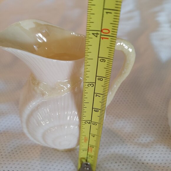 Belleek NAUTILUS SHELL Porcelain CREAMER CREAM PITCHER & SUGAR Bowl - Picture 7 of 12